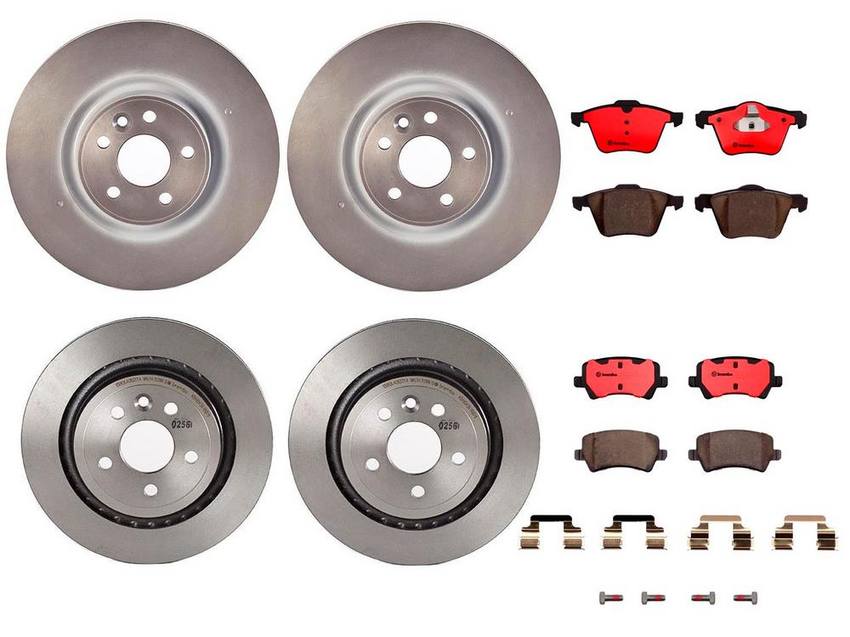 Volvo Brakes Kit - Pads & Rotors Front and Rear (336mm/302mm) (Ceramic) 31471028 - Brembo 1596541KIT